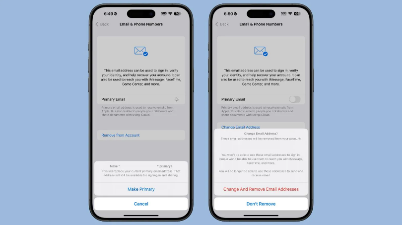 万秀苹果手机维修分享苹果 iOS 18.1 支持设置“主要”邮箱地址并更改 iCloud 邮箱 
